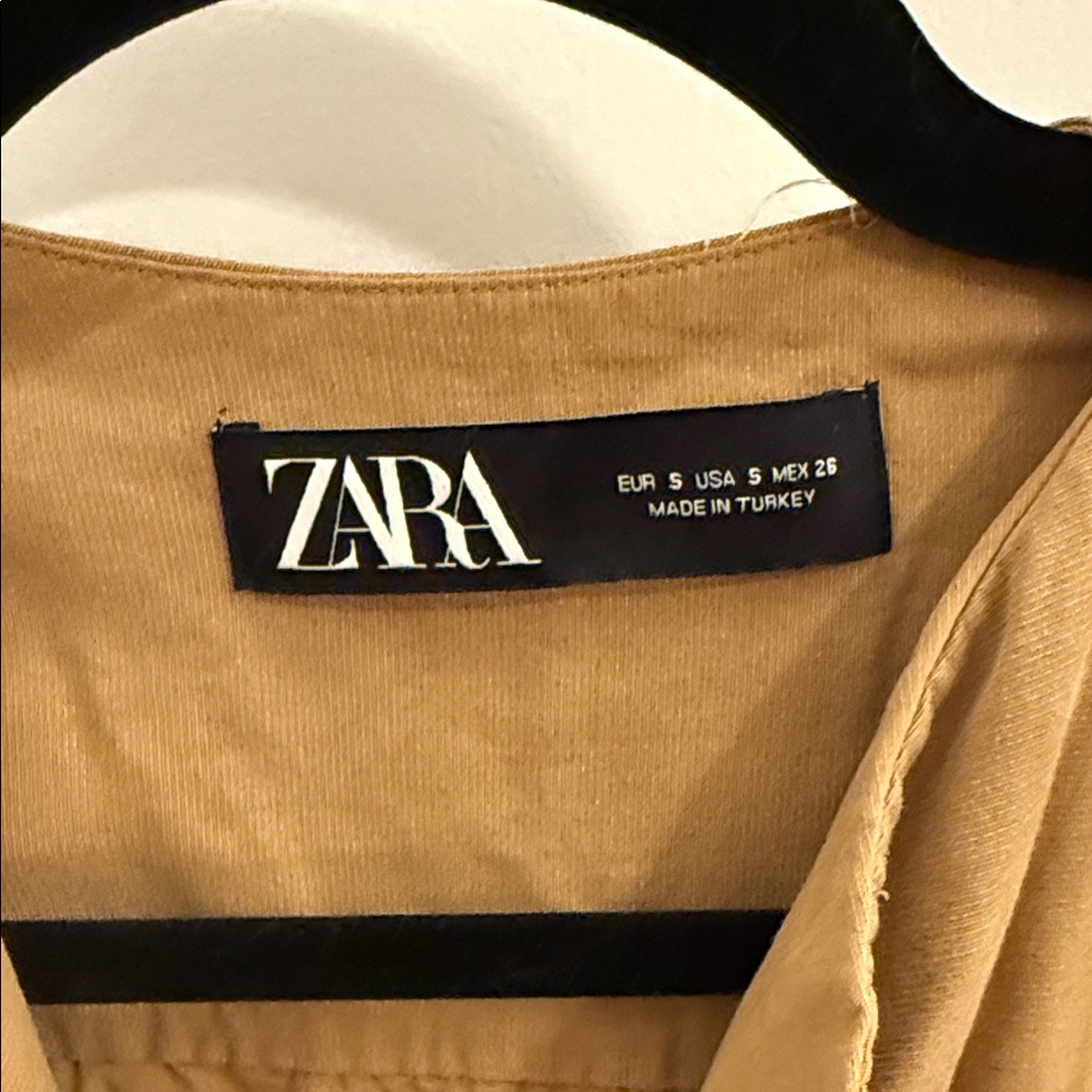 ZARA Sz Small Sleeveless Tan Button-Down Dress - Picture 3 of 7